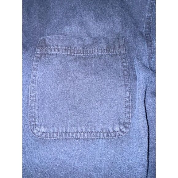 Y2K Anchor Blue Men's XL Denim Button-Up Shirt Dark Wash Long Sleeve - Picture 7 of 10